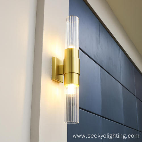 Double end lighting copper glass tube wall lamp